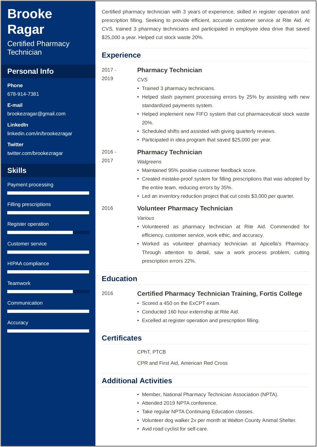 Level 2 Pharmacy Technician Job Description For Resume