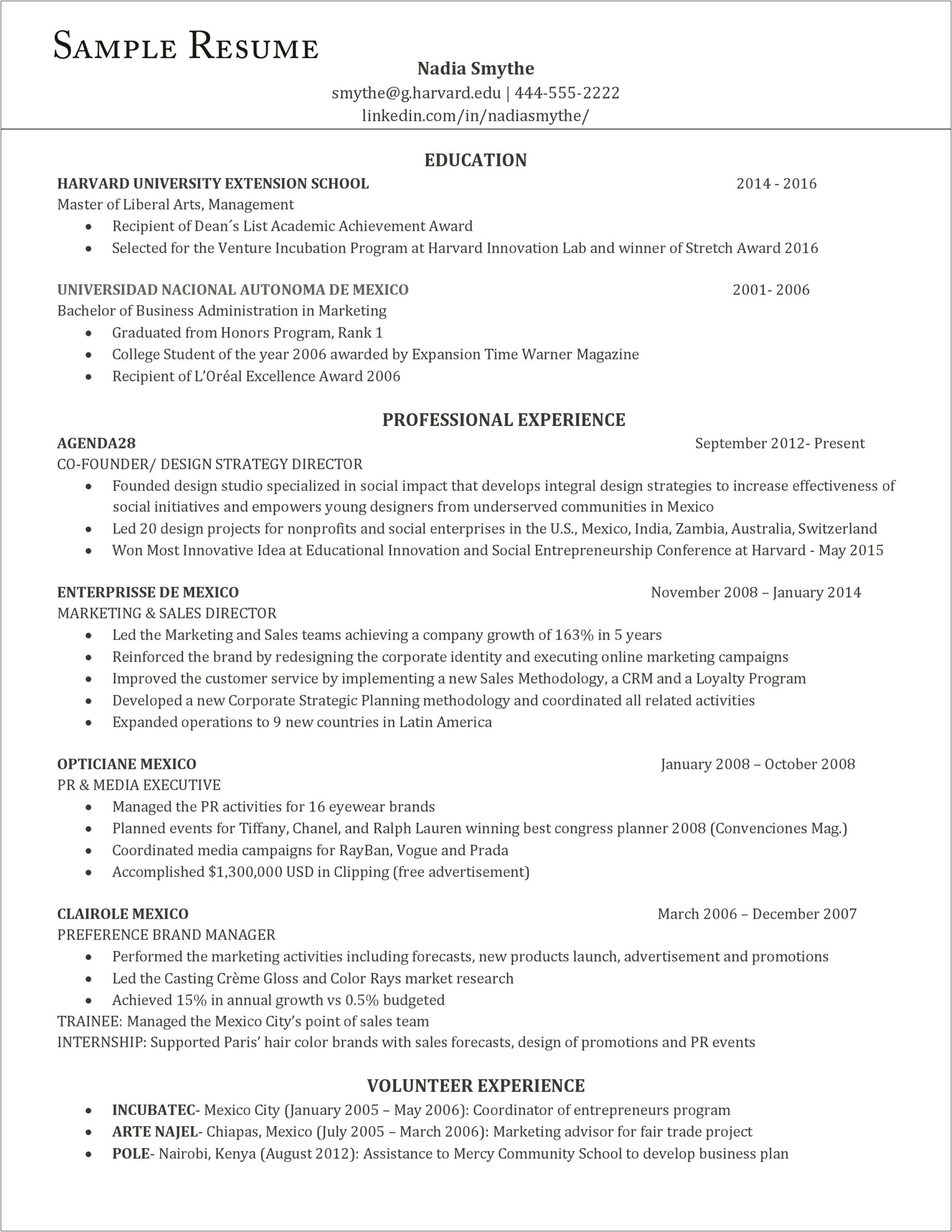 List Current School On Resume Present