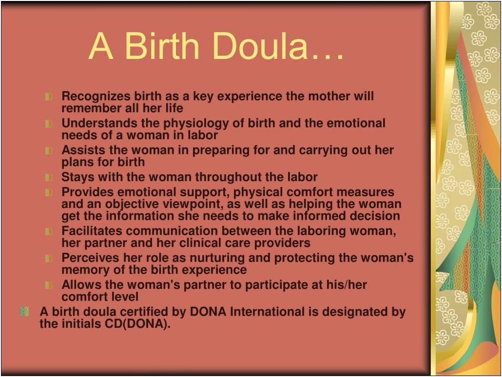 List Doula Experience On A Resume