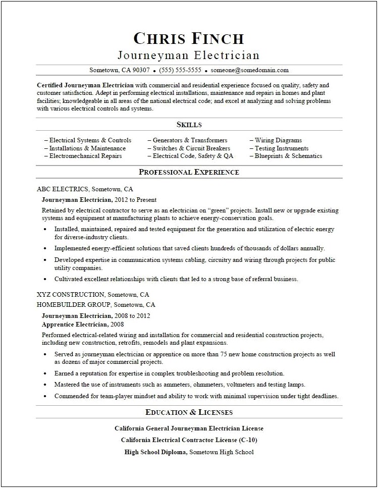 List High School On Trade Work Resume