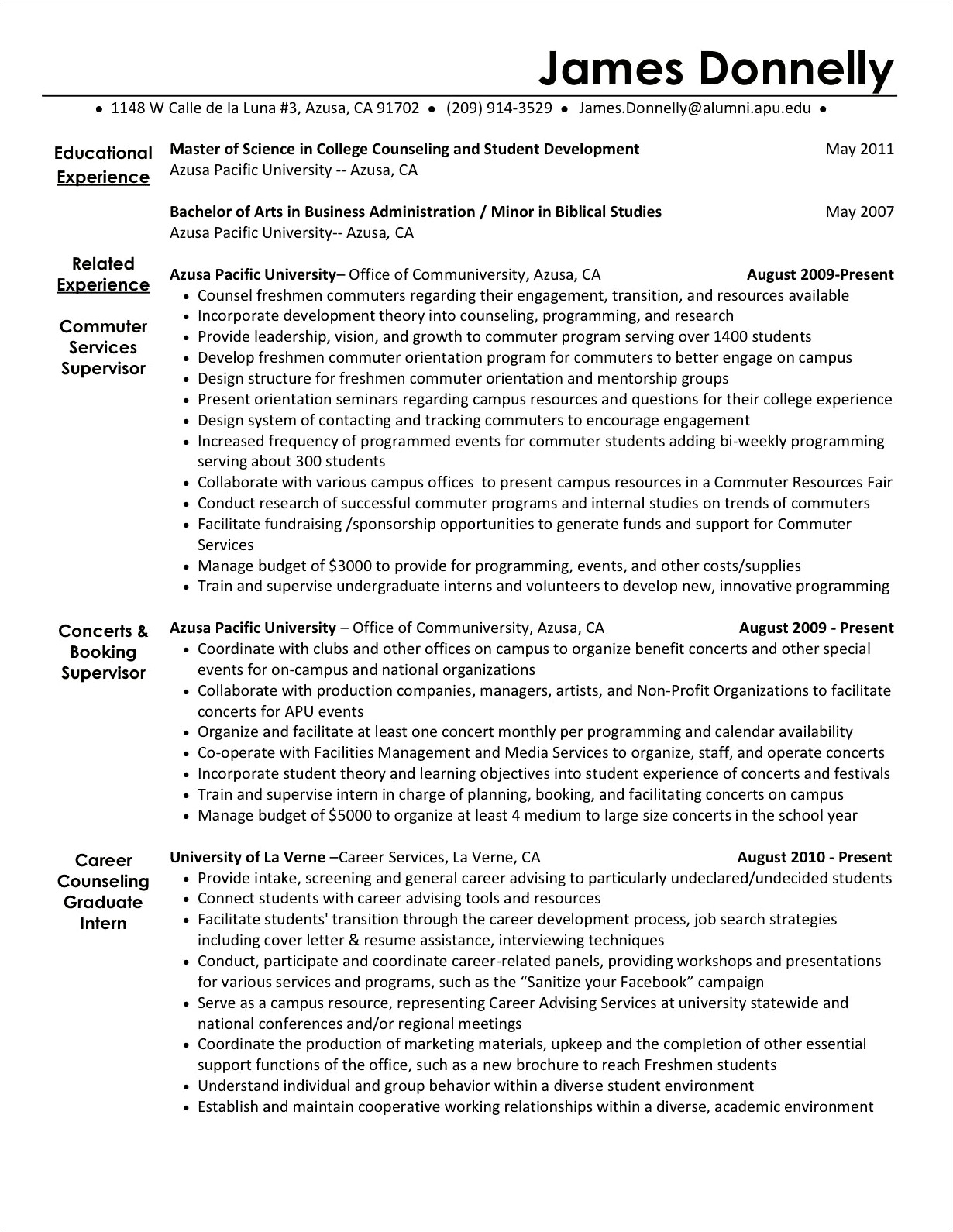 List Of Activities To Put On Resume