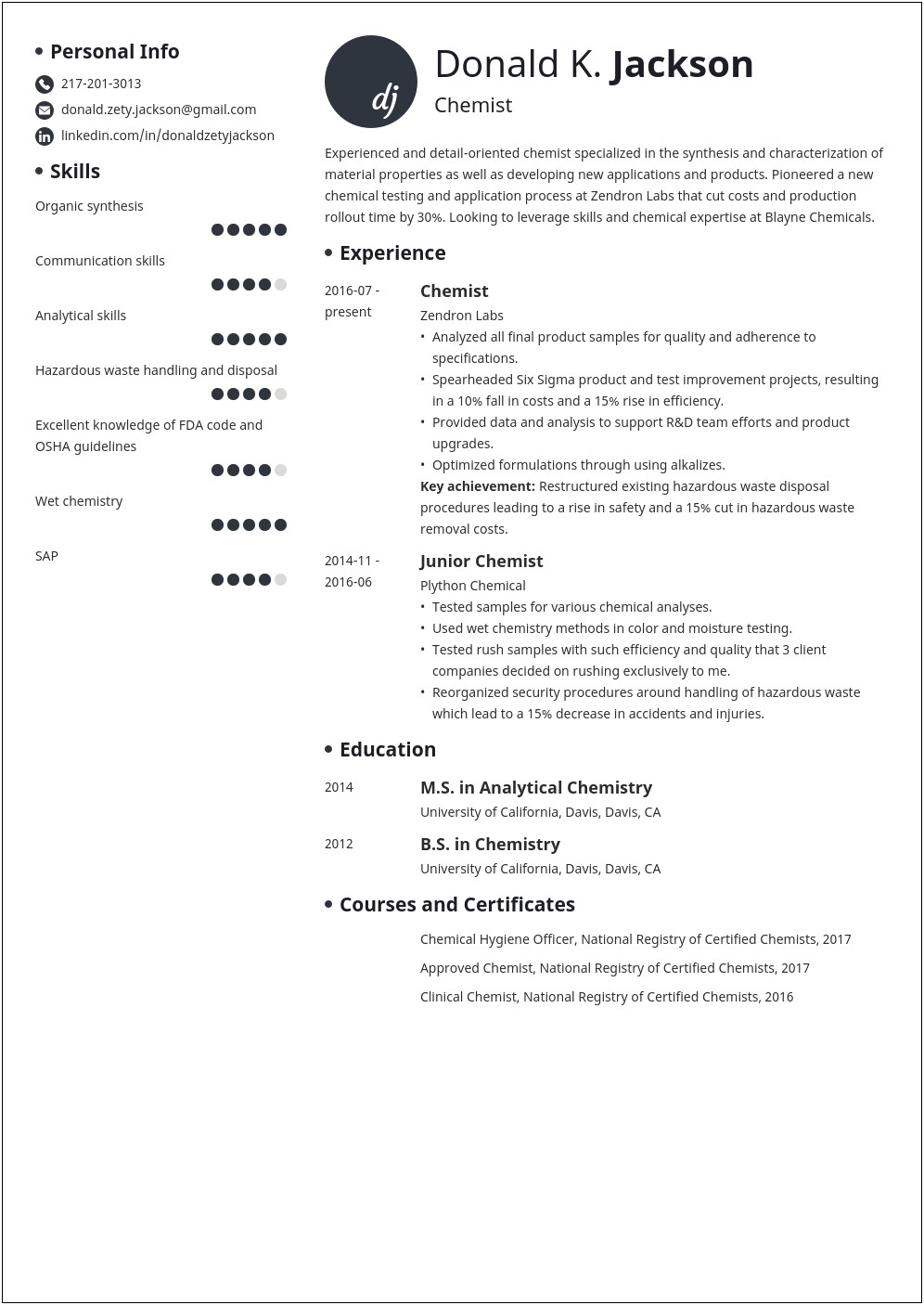 List Of Skills For Resume Science
