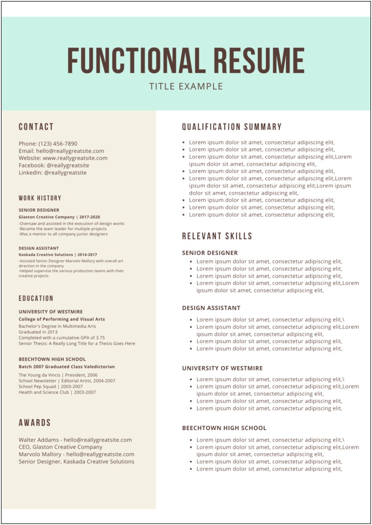 Listable Functional Skills On A Resume