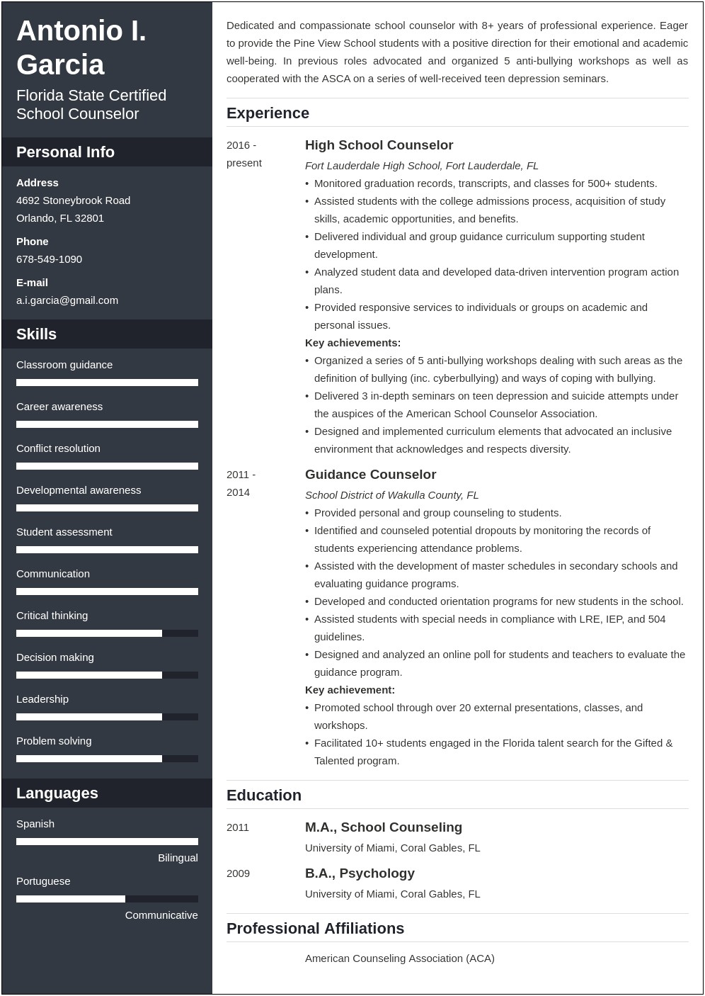 Listing A School Counselor Licensure On A Resume