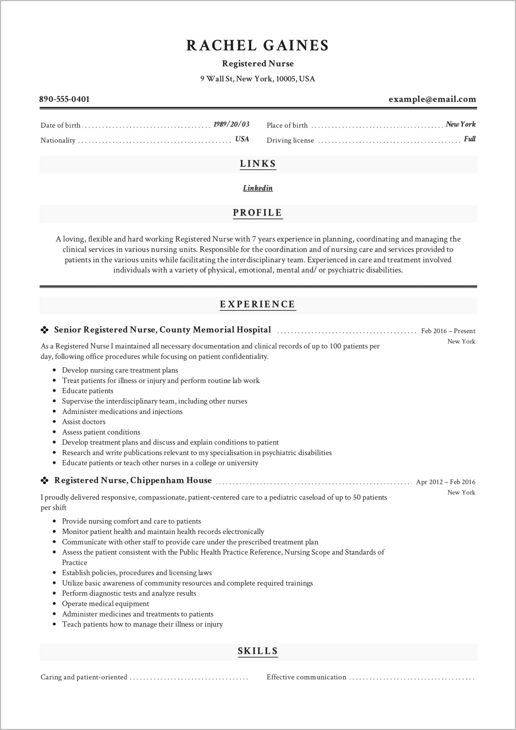 Listing Clinical Experience On Nursing Resume