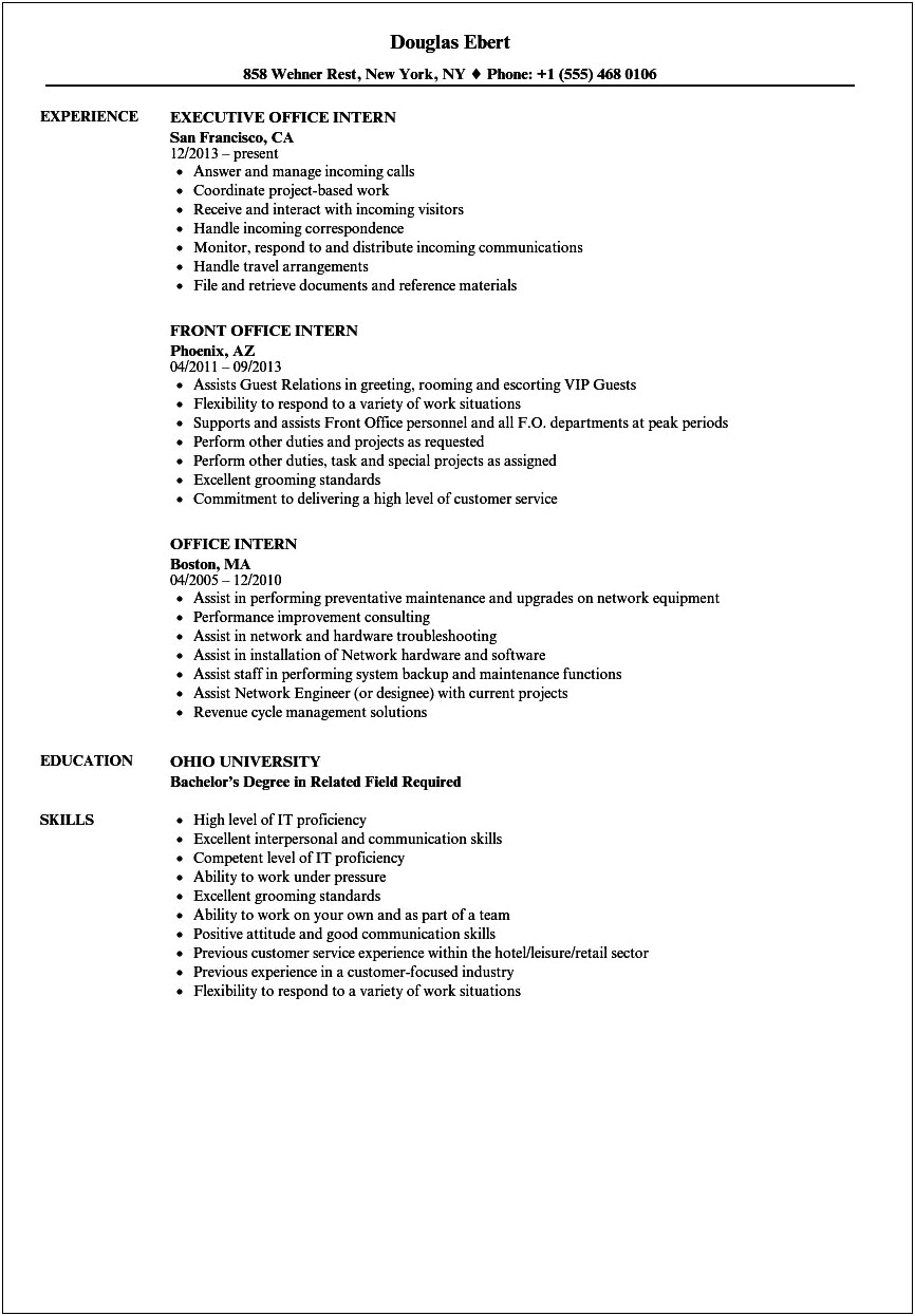 Listing Internship With Work Experience On Resume