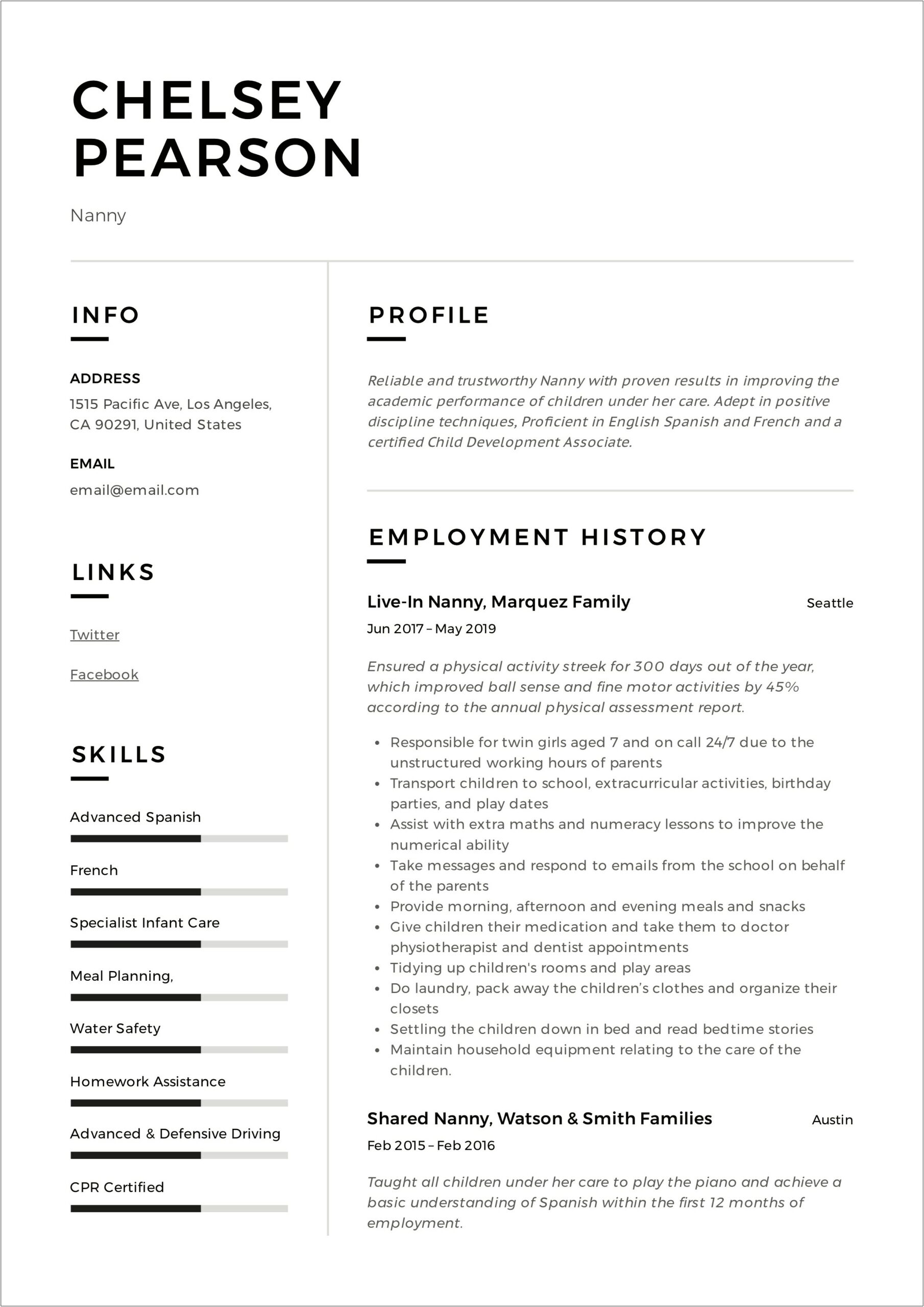 Listing Nannying As Experience On Resume