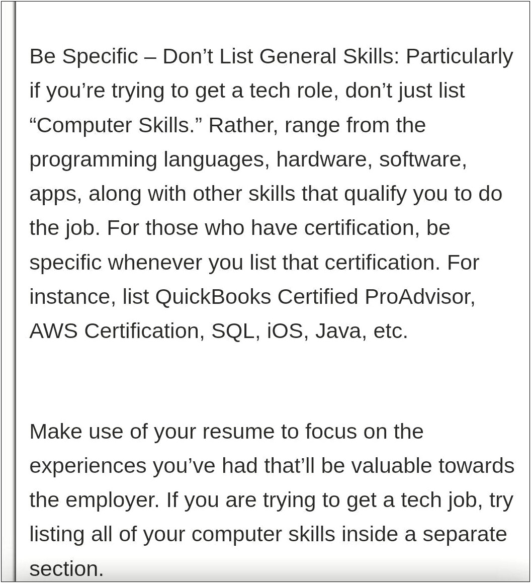 Listing Skills Programming Languages On Resume