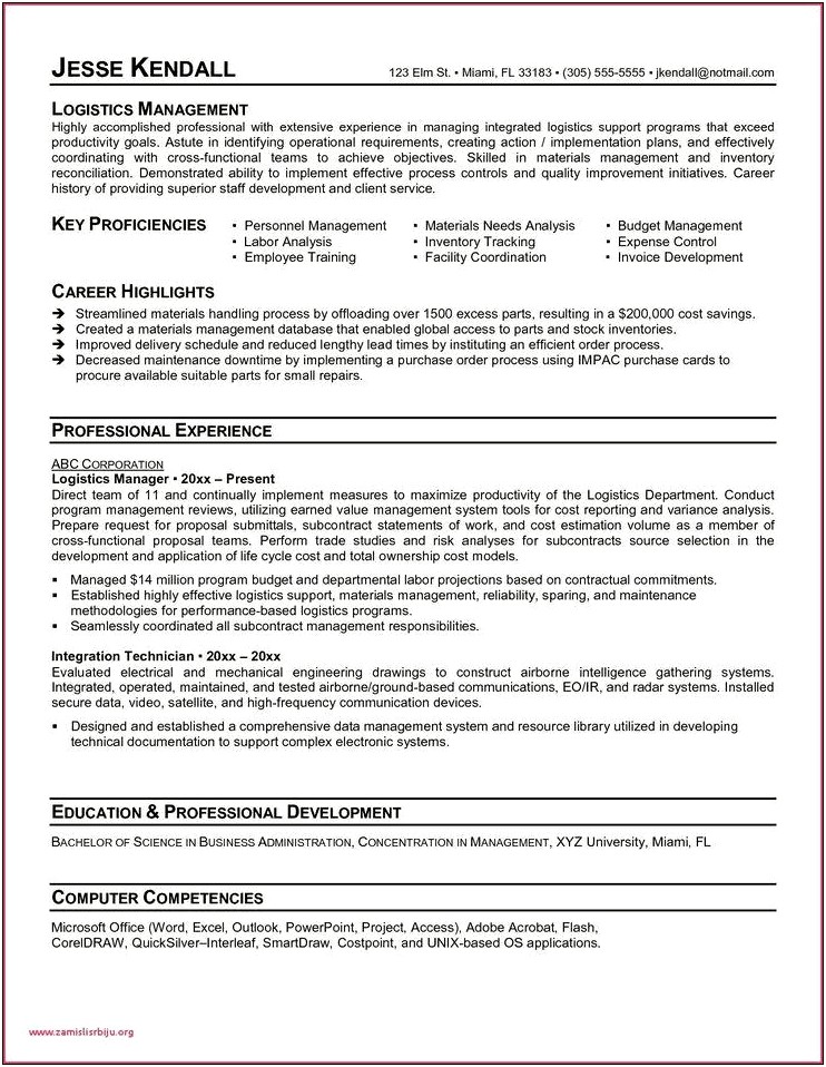 Logistics Coordinator Job Description For Resume