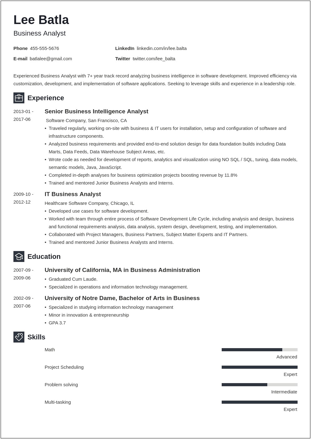 Los Encompass Business Analyst Resume Samples