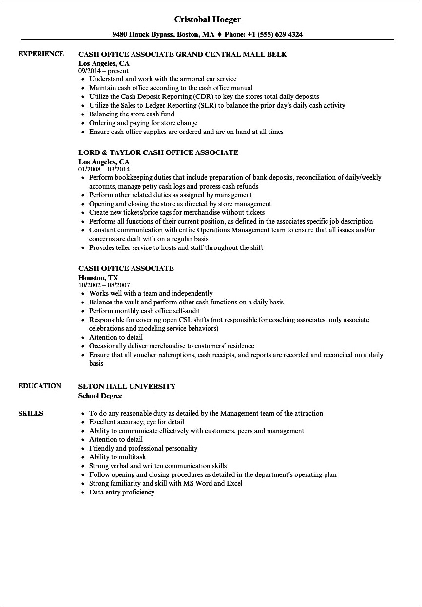 Lowes Sales Associate Job Description For Resume