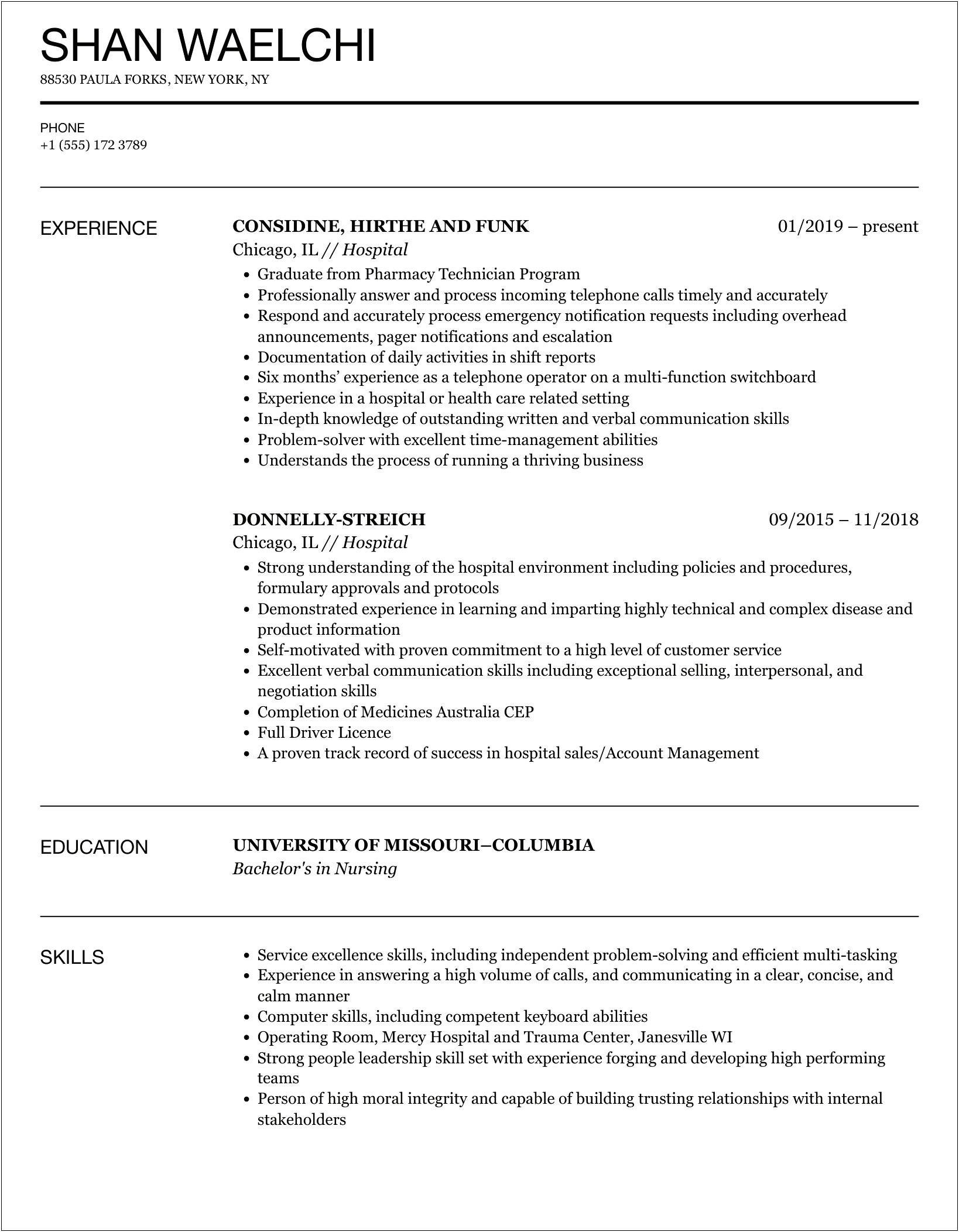 Lvn Resume Examples Targeted To Hospitals