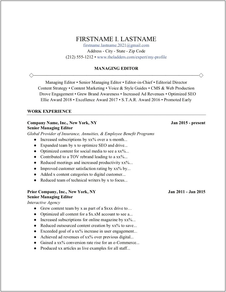Making Brighter My Experience In Resume