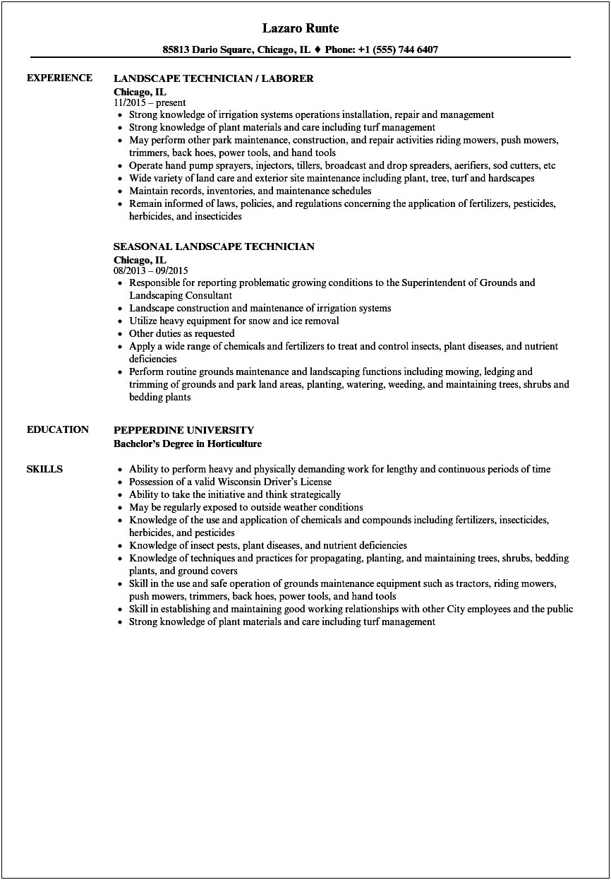 Making Ladscaping Sound Good In Resume