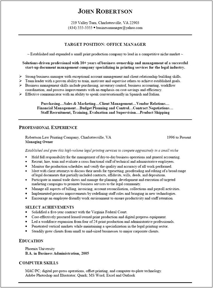 Manager Assistant Job Description For Resume
