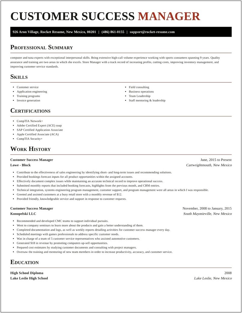 Manager Of Customer Success Resume Accomplishment Resume