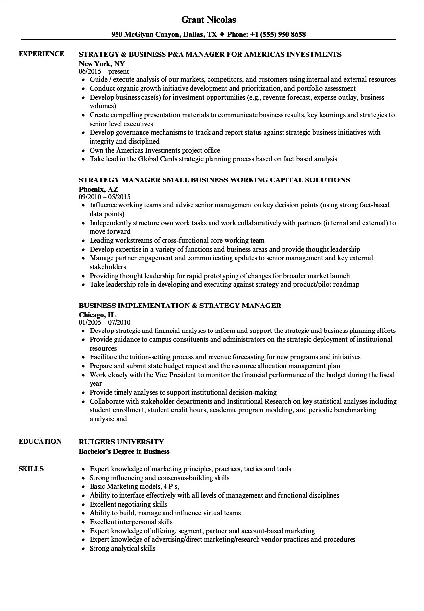 Managing A Business On A Resume