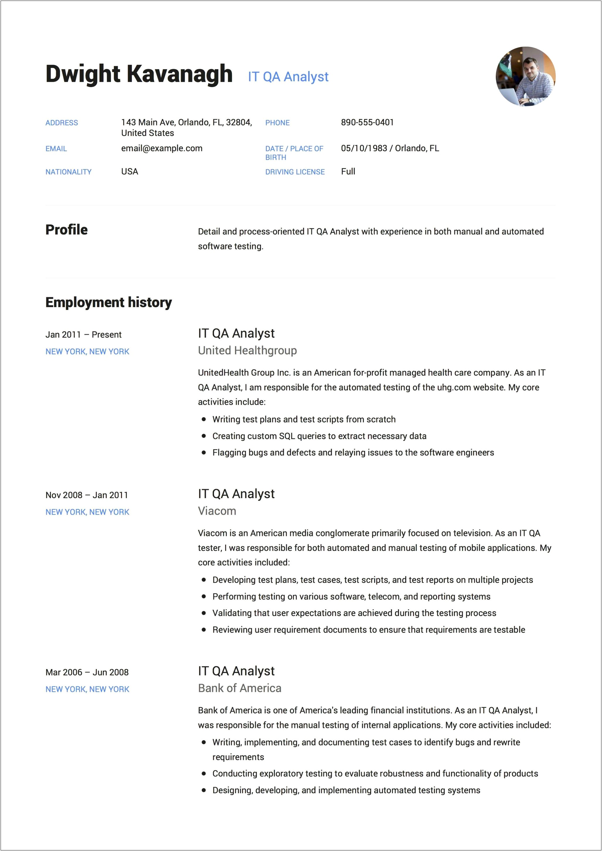 Manual Testing Resume For 3 Years Experience Doc