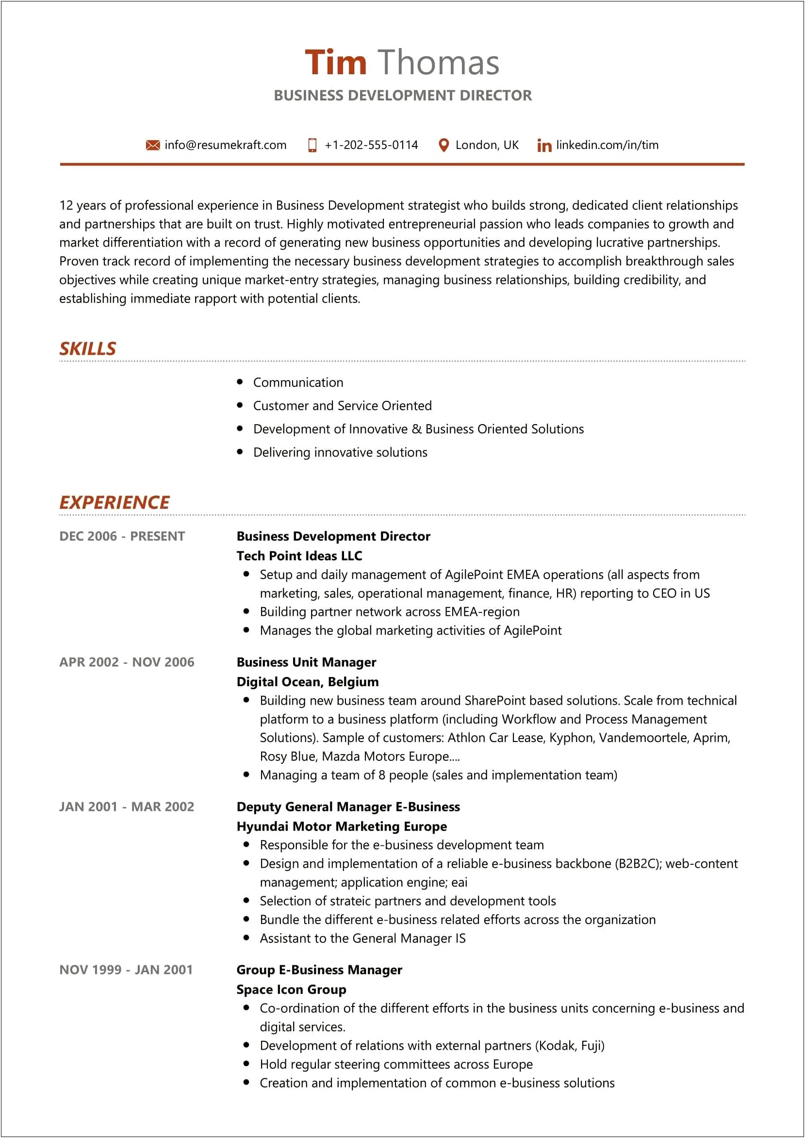 Marketing Director 1 Year Experience Resume
