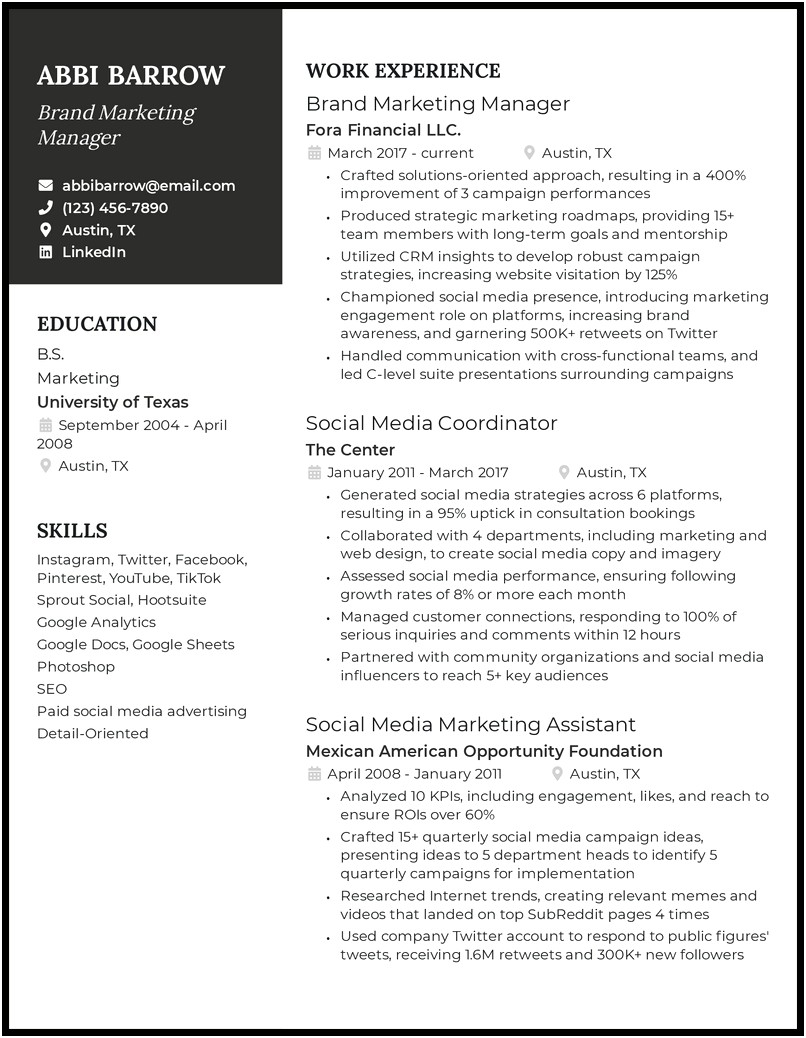 Marketing Manager Job Description In Resume