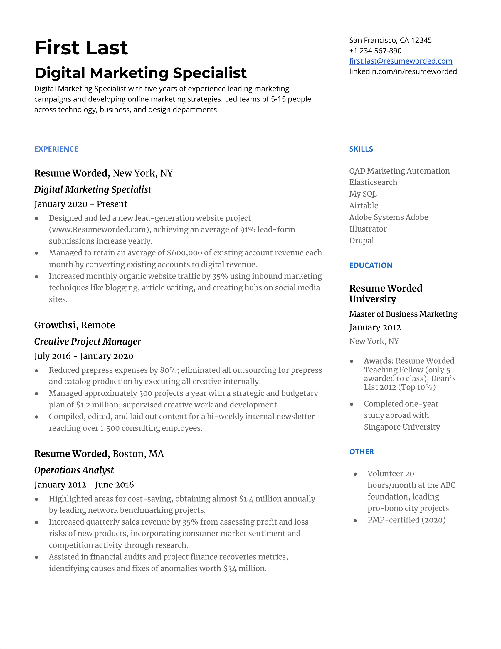 Marketing Research Job Description On Resume