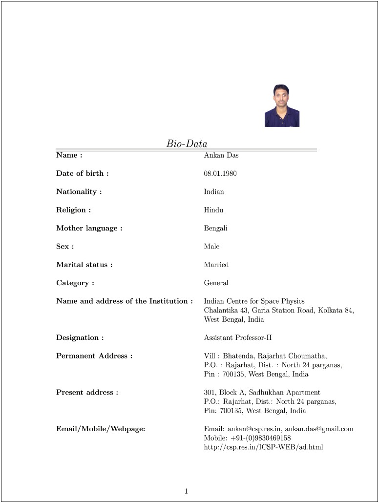 Marriage Resume For Boy Format In Word