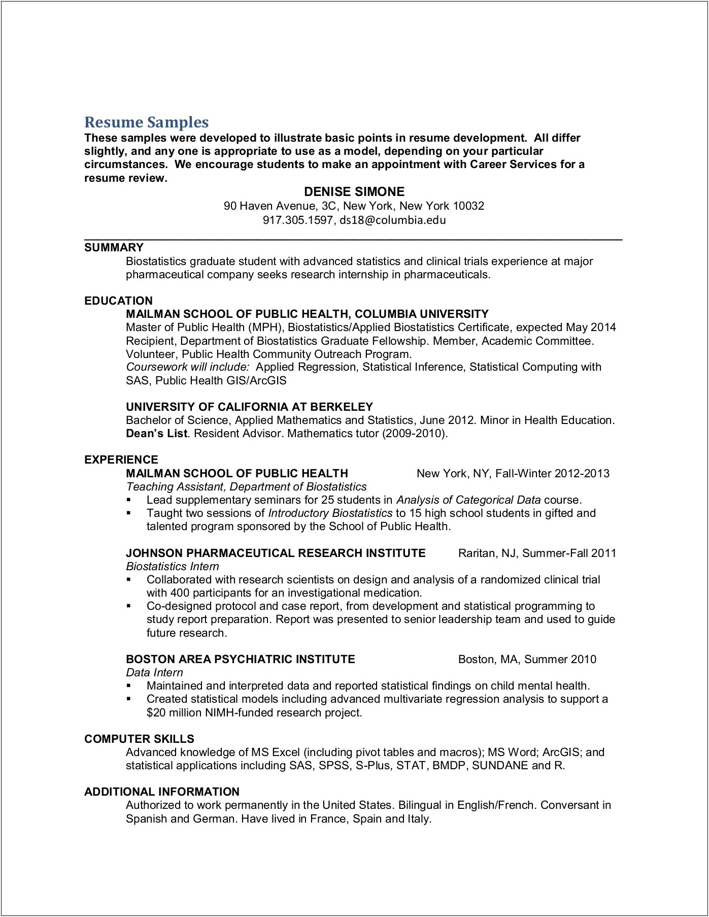 Masters Of Public Health Resume Examples