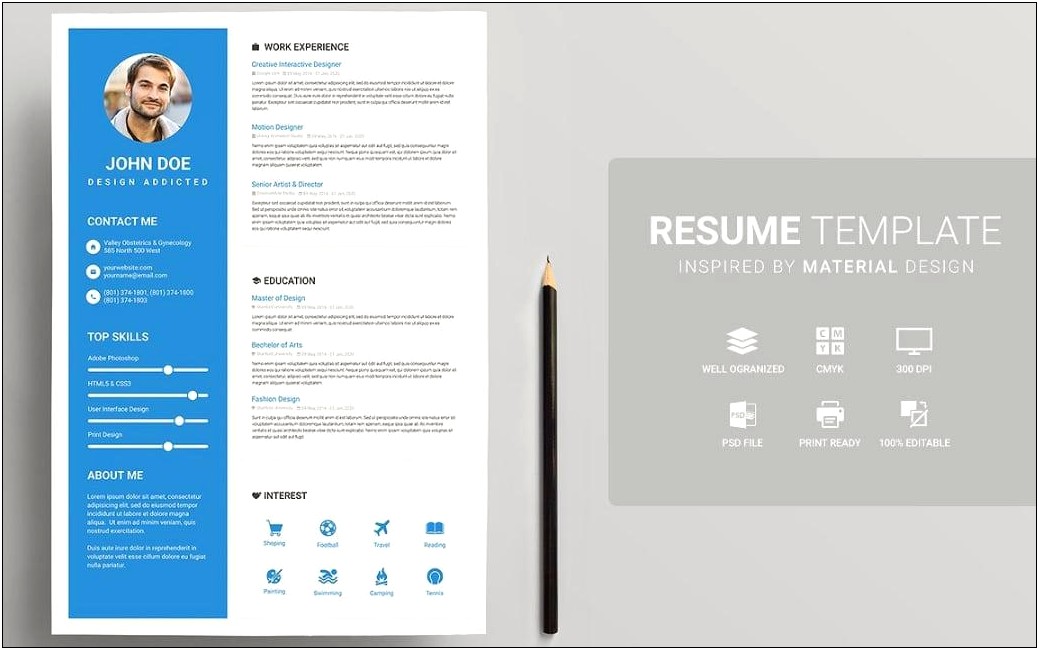 Material Style Free Resume Template & Cover Letter