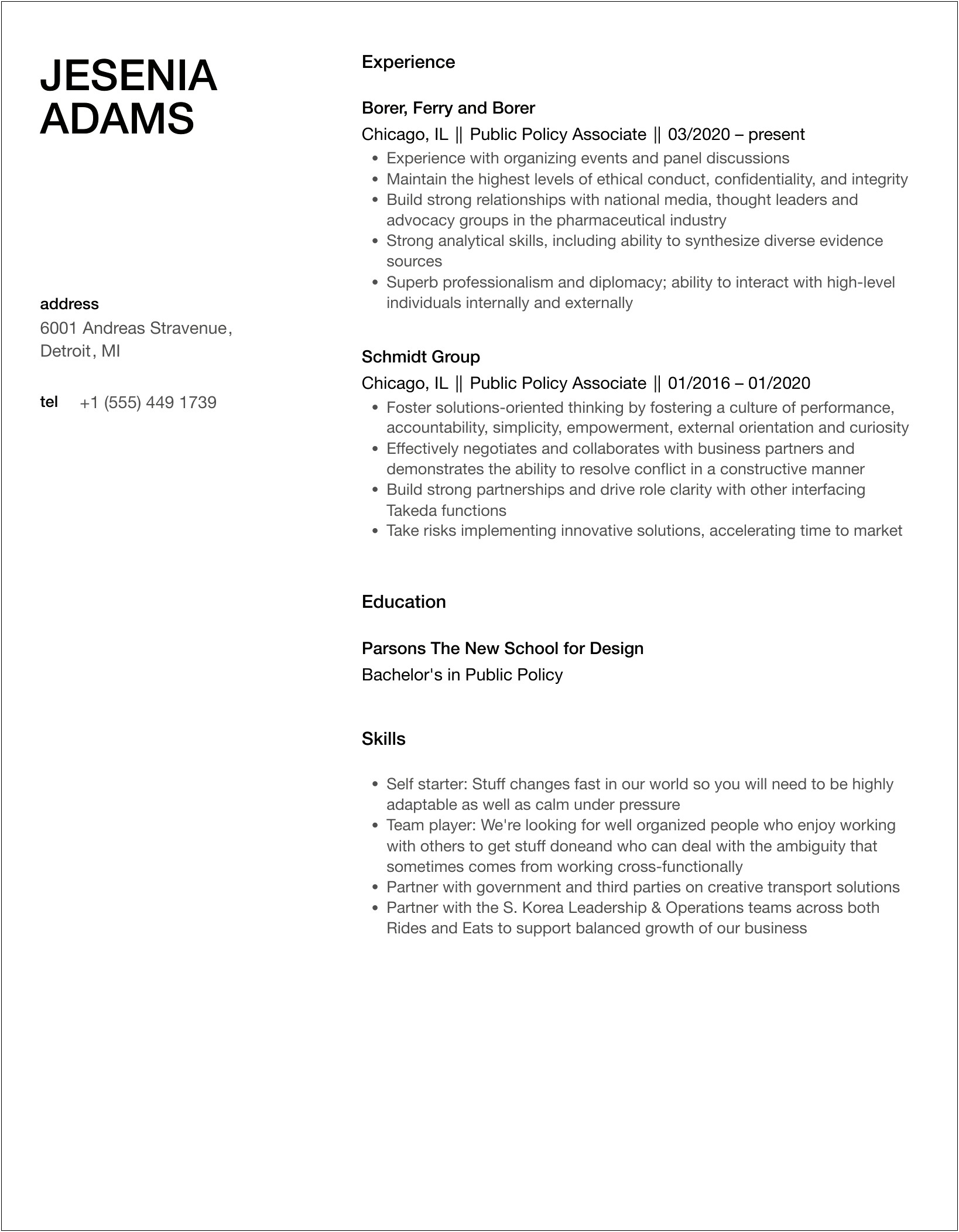 Mccourt School Of Public Policy Resume Template