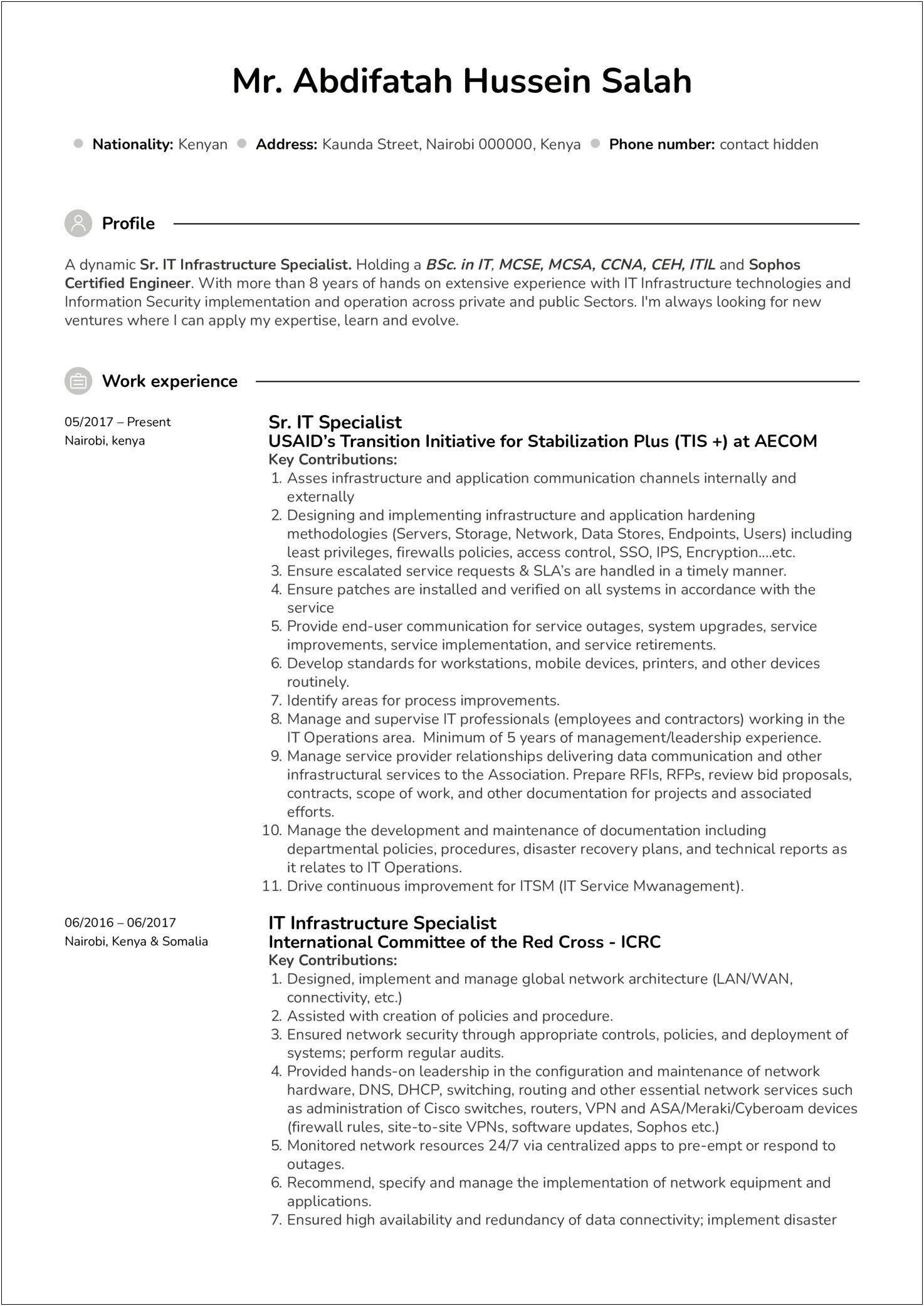 Mcsa Knowledge Skills And Abilities Resume Example