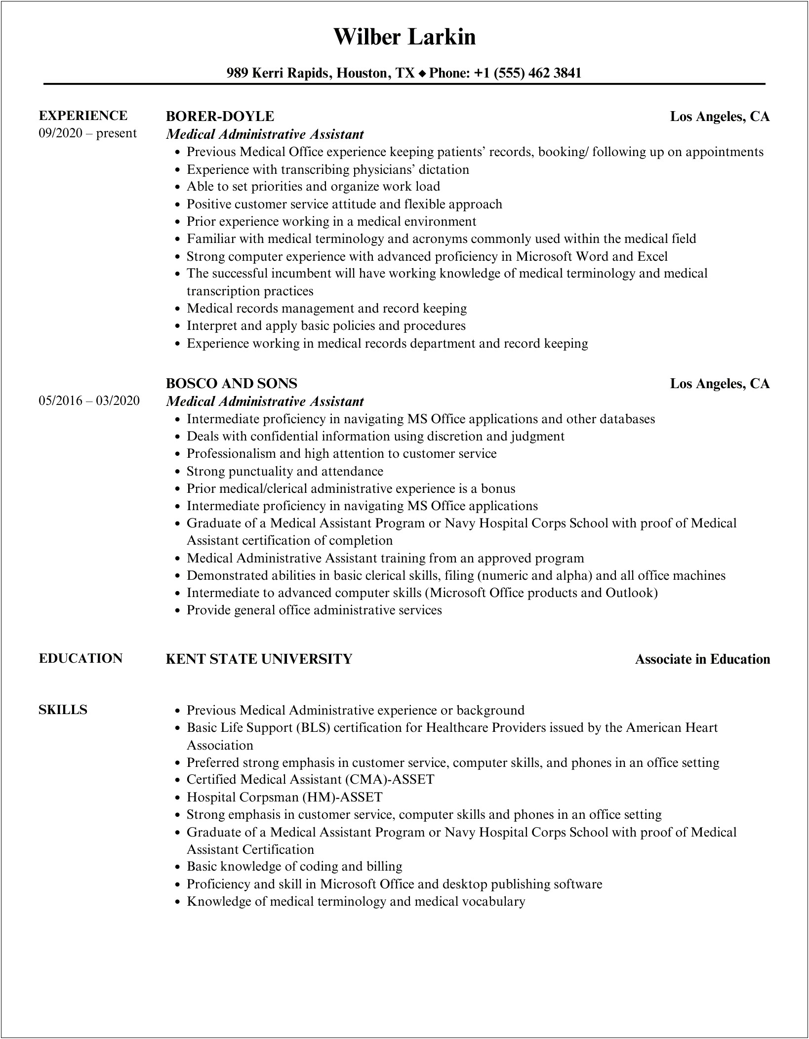 Medical Administrative Assistant Objective For Resume