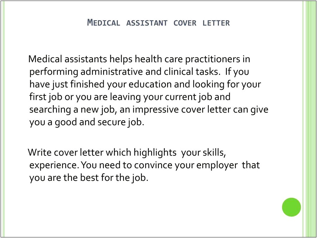 Medical Assistant Resume Cover Letter Samples
