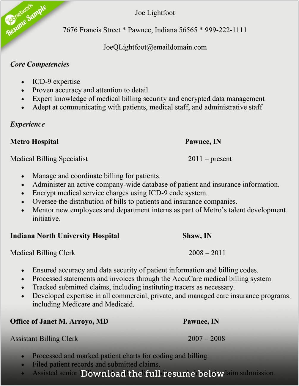 Medical Coder Resume Objective 5 Years Experience