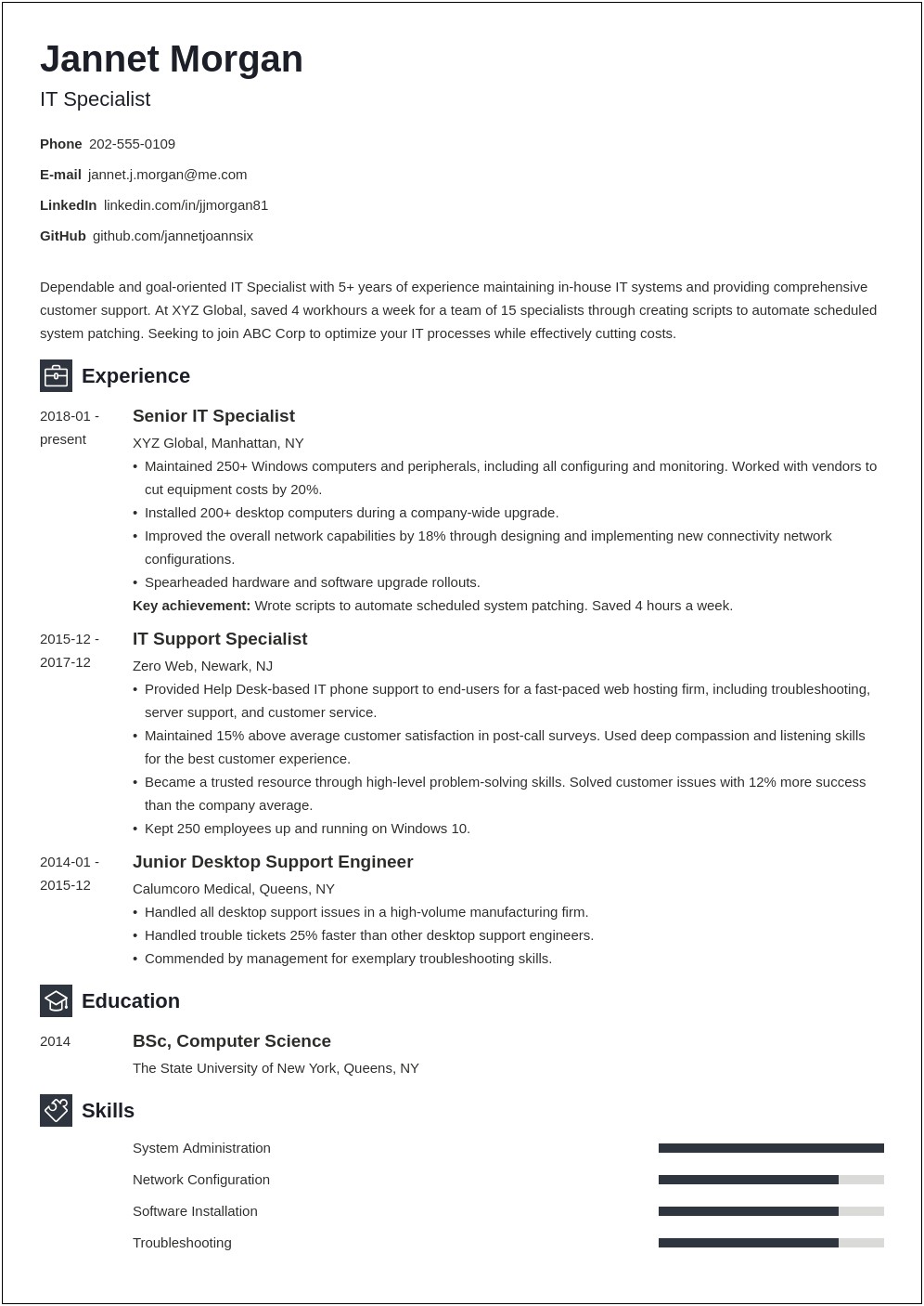 Medical Equipment Technical Support Specialist Resume Samples