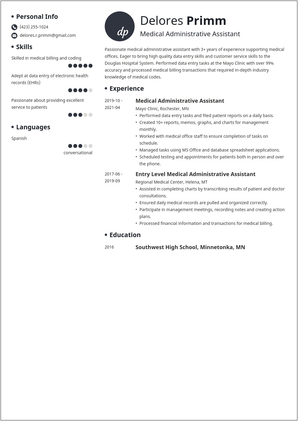 Medical Office Administrative Assistant Resume Samples