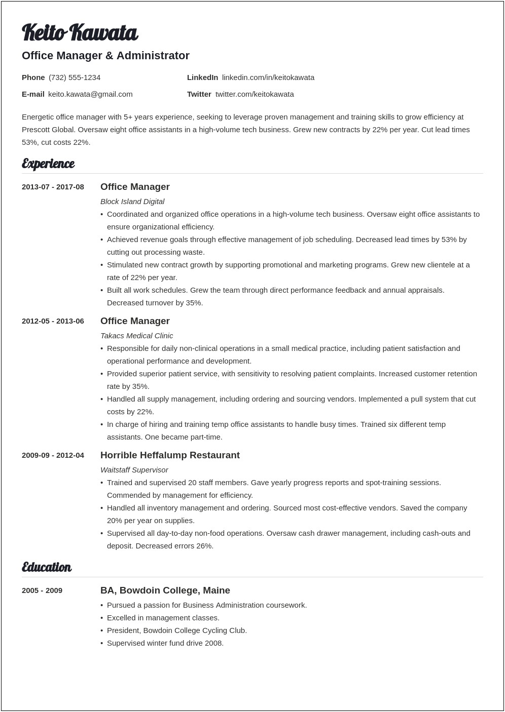 Medical Office Manager Resume Objective Examples