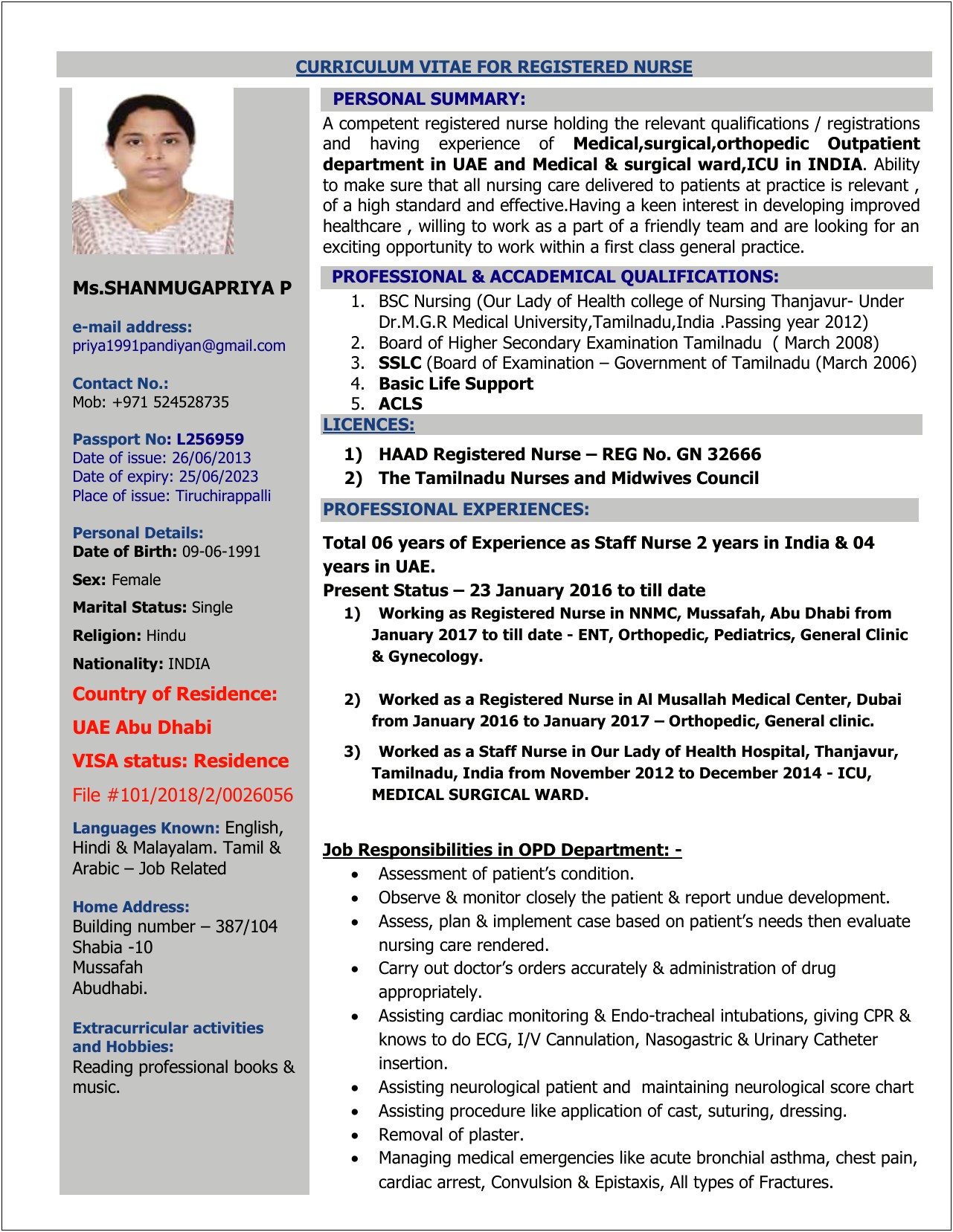 Medical Ward Nurse Job Description For Resume