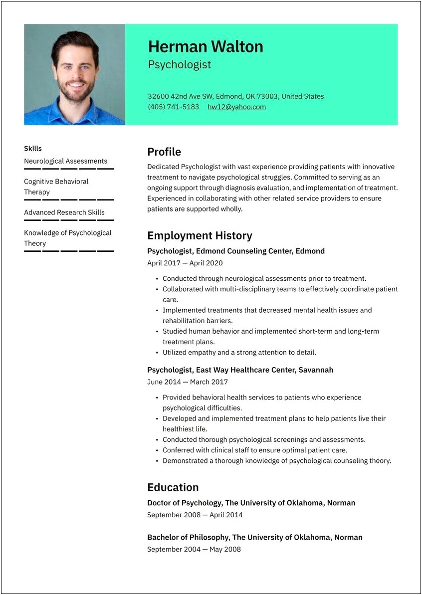 Mental Health Counseling Skills For Resume