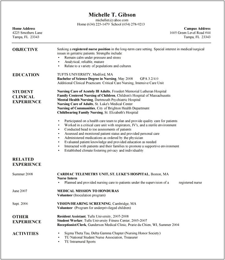 Mental Health T Resume Objective Examples