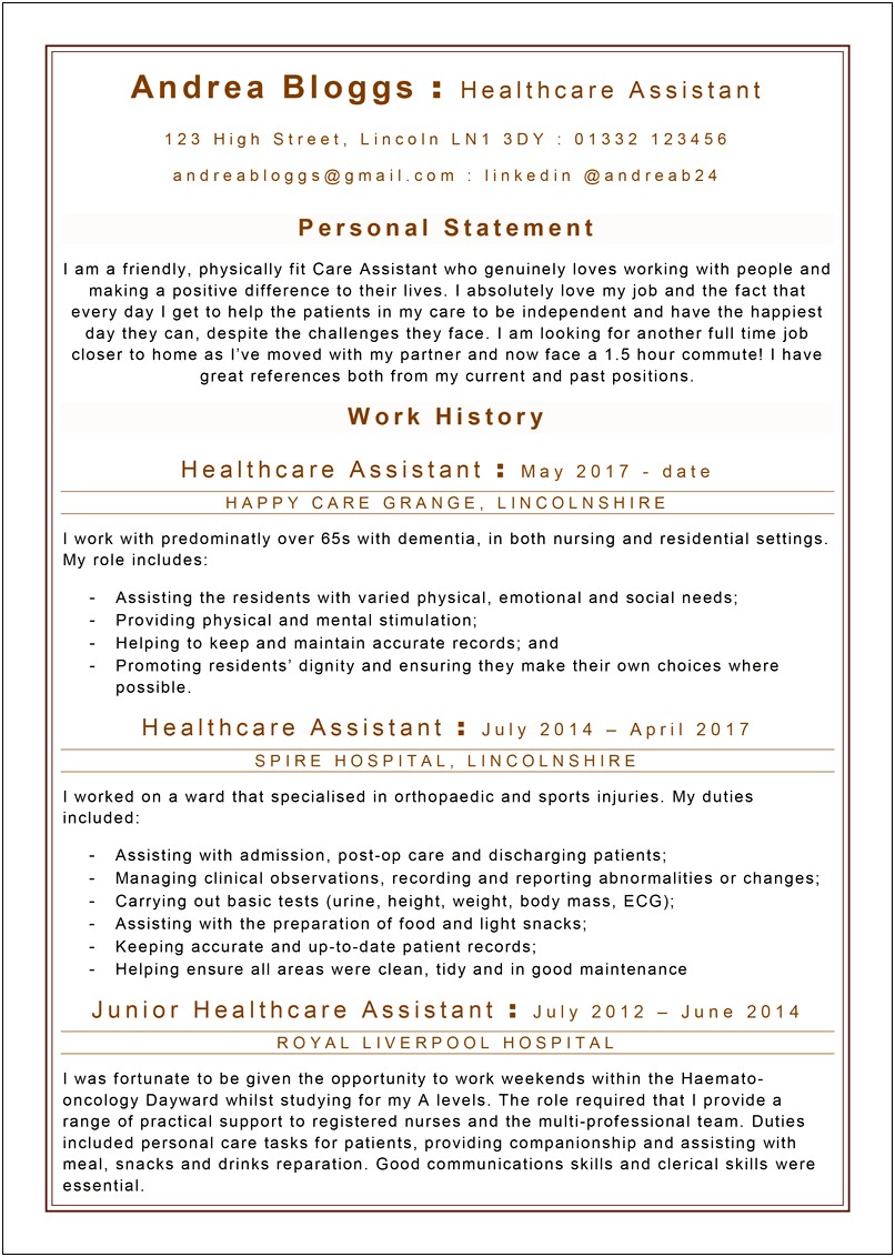 Mental Health Worker And Nursing Assistant Resume