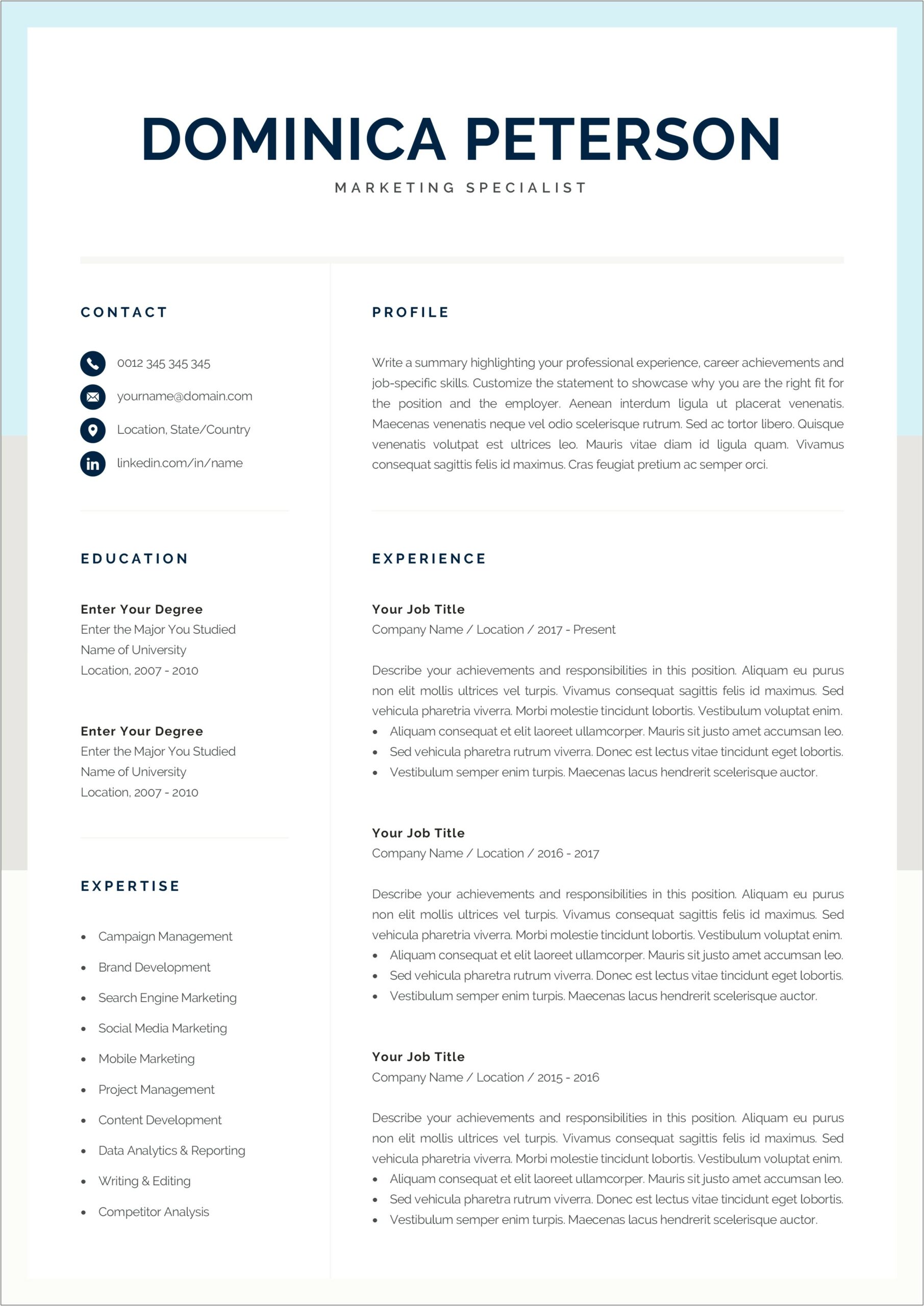 Microsoft 2010 Word Templates For Resume