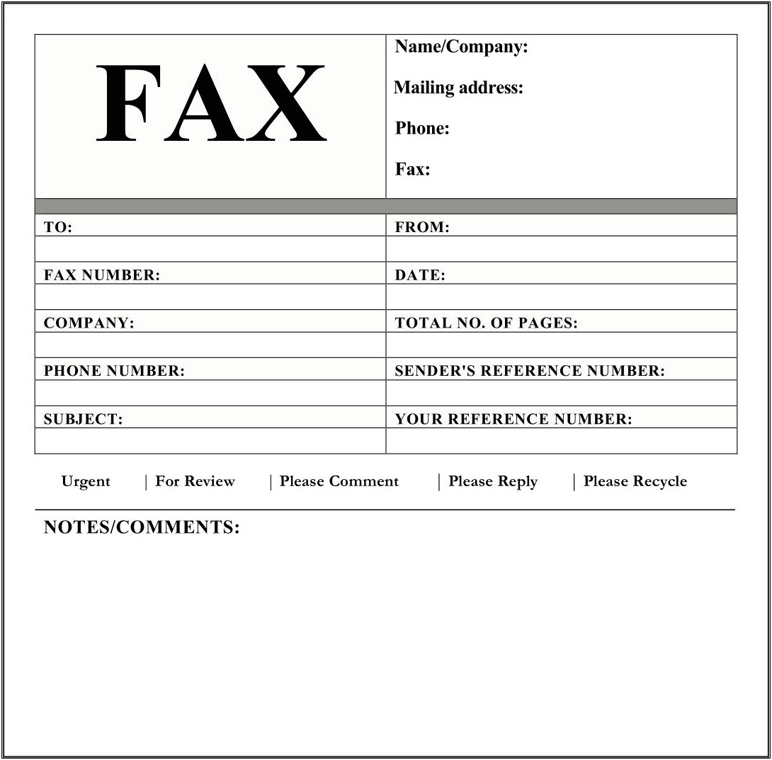 Microsoft Word Fax Cover Sheet Template Download