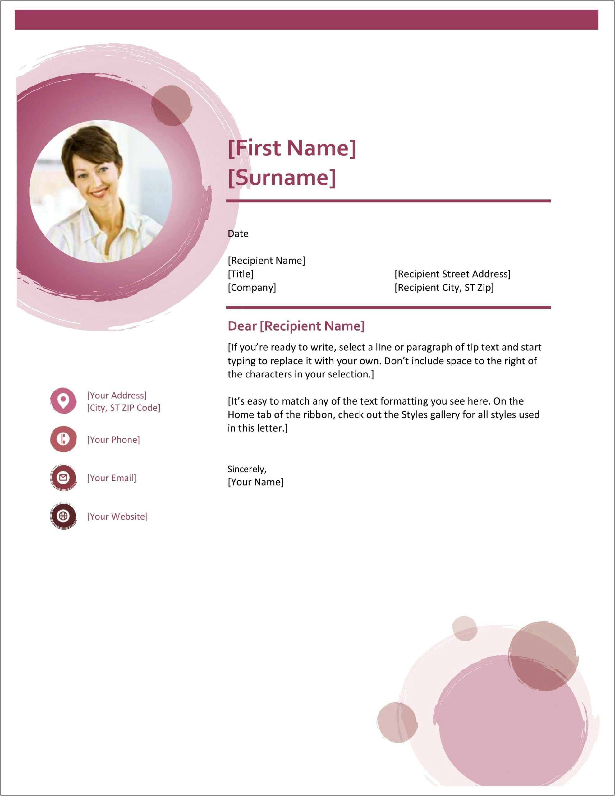 Microsoft Word Resume Template With Right Line