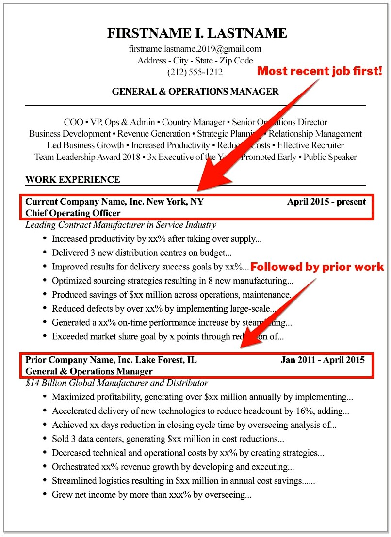 Mid Management Title On A Resume