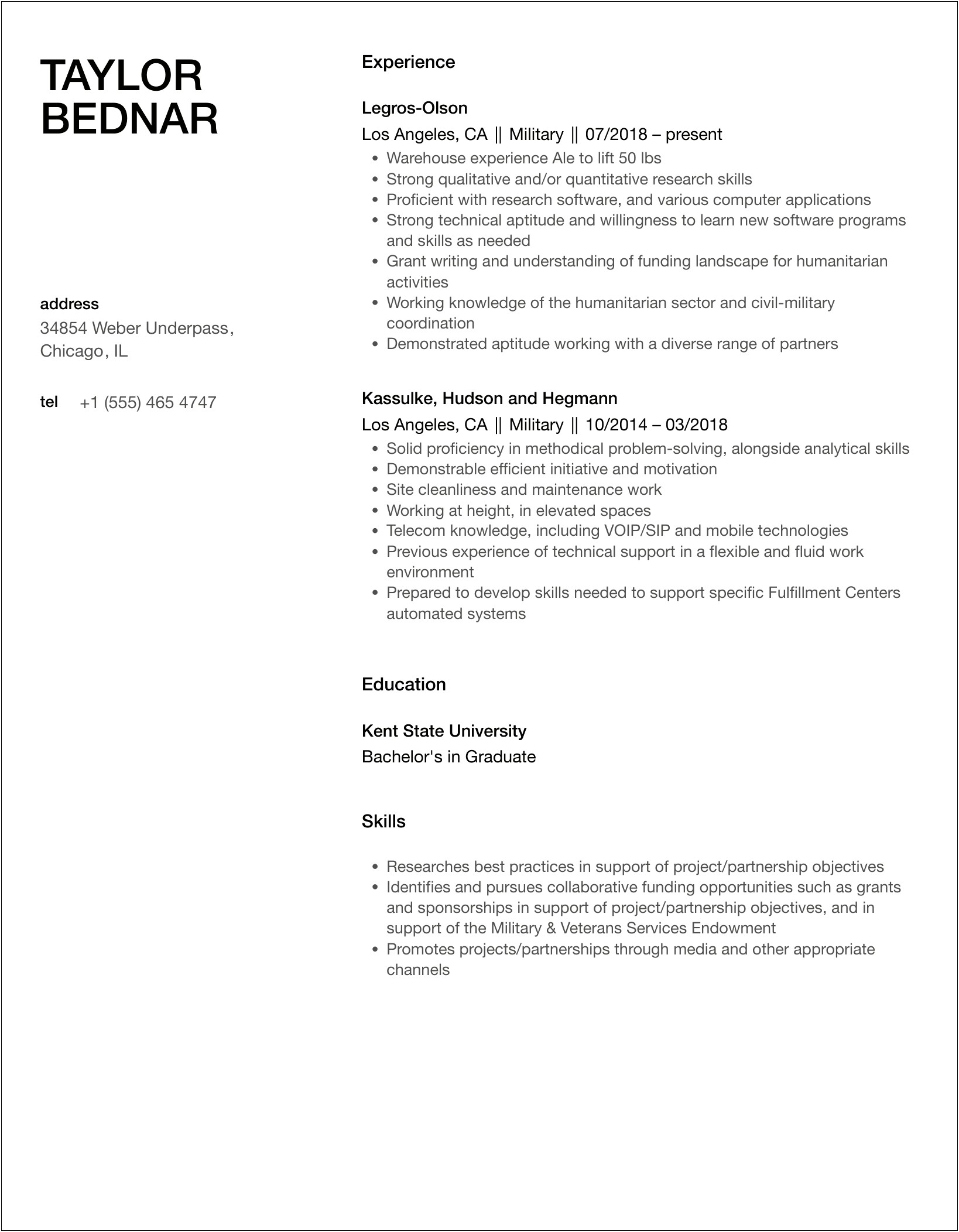 Military Resume For Loss Prevention Manager