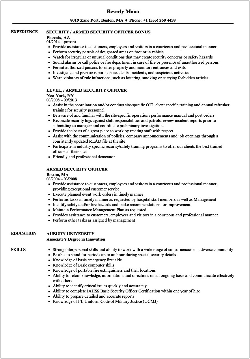 Military To Police Officer Resume Examples