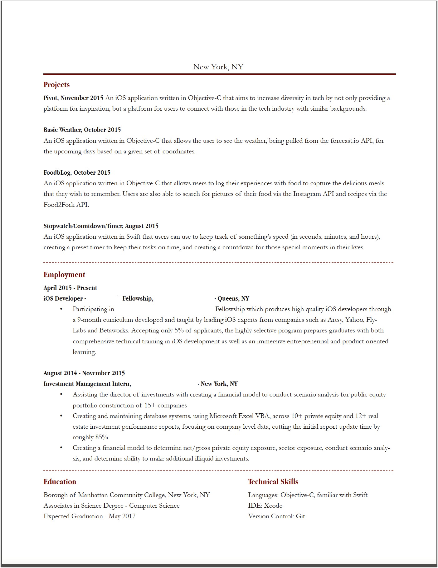Mobile Developer With No Experience Resume