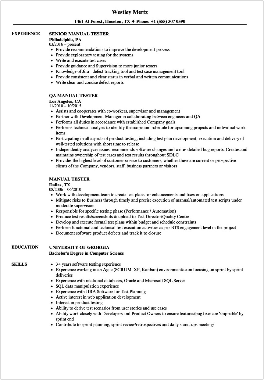 Mobile Testing Resume 2 Years Experience