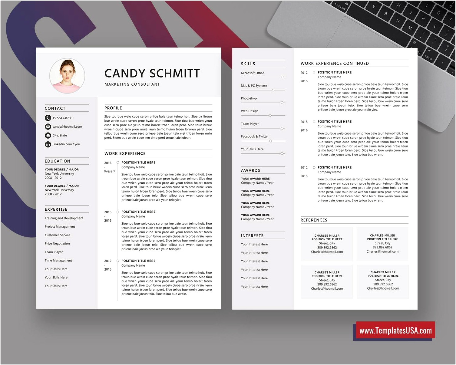 Modern 2 Page Resume Template Free