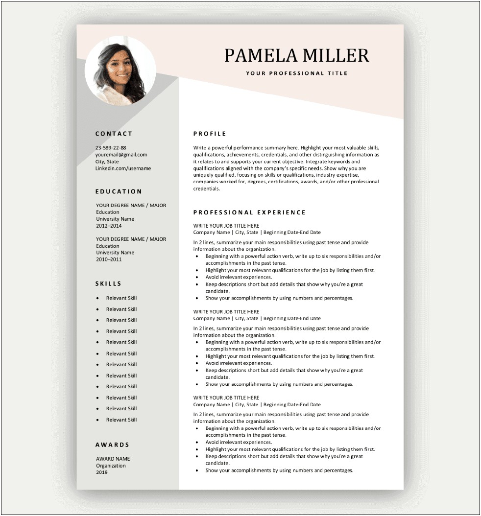 Modern Resume Template Free Download For Freshers